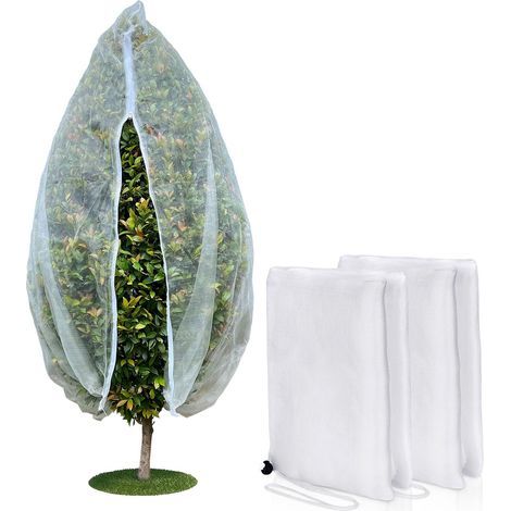 Filet adapté aux arbres fruitiers avec fermeture éclair et cordon de serrage – 2 pièces (2,4 x 2,4 m) – Filet anti-insectes et anti-oiseaux idéal pour la protection du jardin – Filet de jardin à maill (1/5)