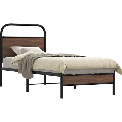Bettgestell ohne Matratze 75x190 cm Braun Eichen-Optik