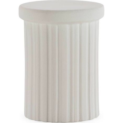 Tabouret en céramique blanche cannelée - blanc (1/4)