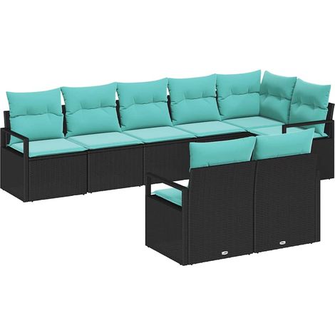 Maison Exclusive - Sofa Set mit Kissen 8 pcs Schwarz Poly Rattan