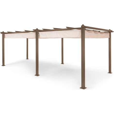 Blumfeldt Pérgola Pantheon Rust tubos de aluminio cuadrados 3x6m 4 postes esquineros impermeable