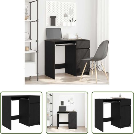vidaXL Bureau chêne noir -  Bureau chêne noir 86x49x76 cm bois d'ingénierie (1/5)