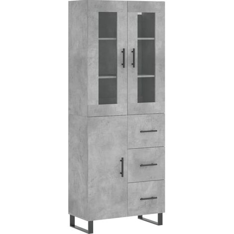 Credenza cassettiera mobile contenitore organizer cucina soggiorno salotto alto 695 x 34 x 180 cm legno ingegnerizzato grigio 020034626