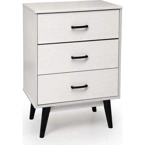 Cassettiera legno 3 cassetti Aura bianco truciolare 60x40x80 cm