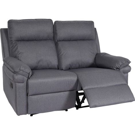 [NON UTILIZZATO] Poltrona sedia da cinema 2 posti HHG-144 regolabile tessuto grigio scuro