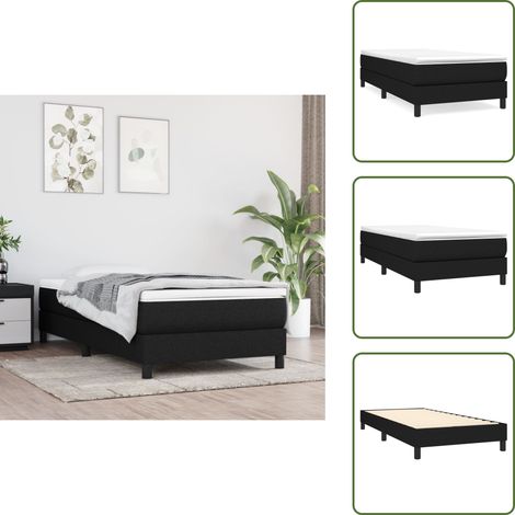 Colchón de muelles - vidaXL Cama box spring con colchón tela negro 90x190 cm - Cama de madera contrachapada