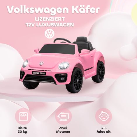 Voiture électrique enfant Coccinelle VW rose, 3-5 km/h, télécommande incluse, musique intégrée (1/4)