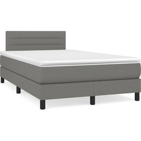 Sommier à lattes de lit avec matelas gris foncé 120x190 tissu (1/5)