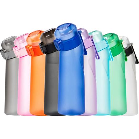 Gobelet plastique 650ml avec paille et anneau parfumé, tasse à eau aromatisée, verre à boire réutilisable, coloris assortis (anneau surprise) (1/3)