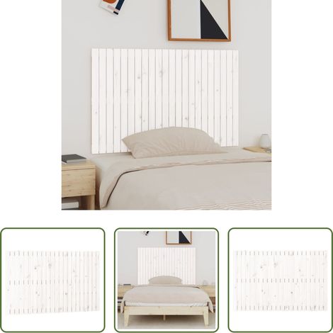vidaXL Cabecero de cama de pared madera maciza pino blanco 140x3x90 cm (1/5)