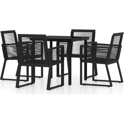 Salle à manger extérieur - vidaXL Ensemble à manger de jardin 5 pcs Noir - Table en verre (1/5)
