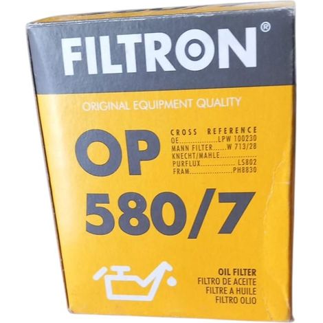 Filtro olio motore marca filtron codice filtro op 580/7
