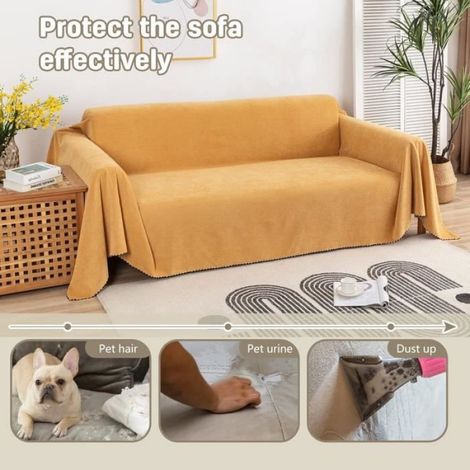 Housse de canapé - Jaune - 180x90cm - Imperméable - Extensible - Lavable (1/4)