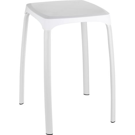 WENKO Taburete para El baño Losani, Bianco, 29 x 29 x 46 cm
