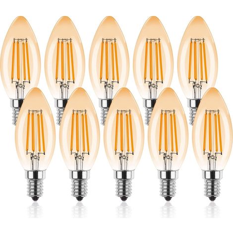 Ampoule LED Bougie Dimmable E14 4W,Blanc Chaud 2700K,Effet Vintage,Remplace 35W,Pour Lustres et Appliques,Lot de 10 (1/5)