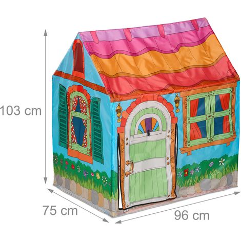 Tenda per bambini design casa di campagna 120 x 120 x 150 cm facile da montare in tessuto bianco 130015518