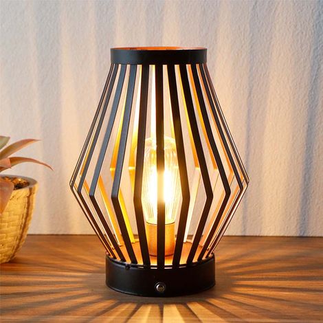 Lanterne LED noire sans fil style rétro avec ampoule Edison – Déco ambiance bougie pour mariage, Noël, jardin, intérieur extérieur (1/5)