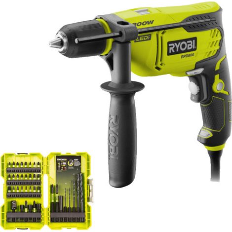Pack RYOBI - Perceuse à percussion - RPD800-K - 800W - Coffret empilable impact RAK38DSDI2 38 accessoires perçage-vissage-boulonnage (1/5)