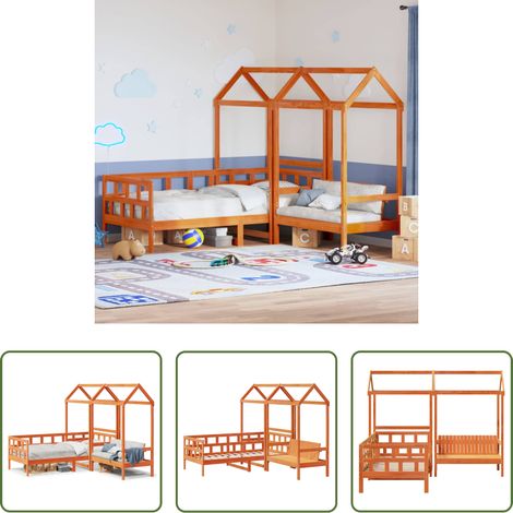 Bettdach - Tagesbett Set mit Dach Wachsbraun 90x200 cm Massivholz Kiefer (1/5)