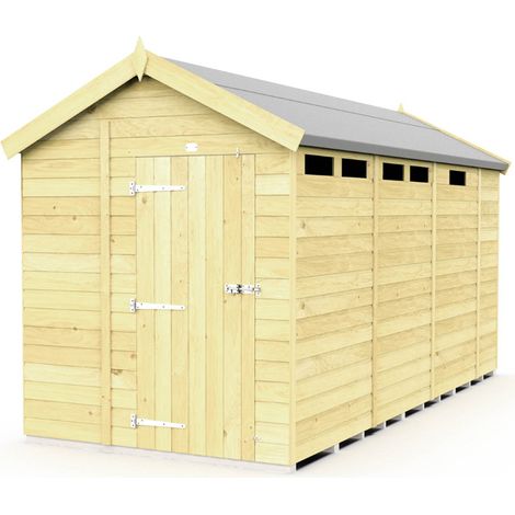 7 x 13 Feet Apex Security Shed - Single Door - Wood - L387 x W214 x H217 cm