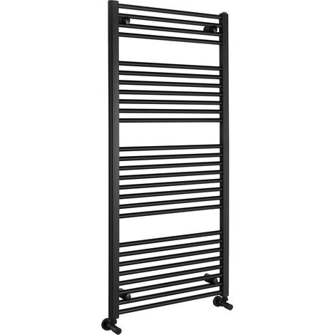 Radiateur de salle de bain DIRECT avec raccordement latéral 600x1320mm, noir mat (1/4)