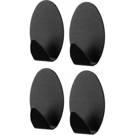 Percha ovalada autoadhesiva de acero Niko, color negro, 4 unidades, acabado negro mate. (1/2)