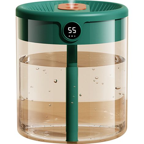 Humidificateur d'air à double buse 2L, USB, avec écran LCD et diffuseur d'huiles essentielles grande capacité, idéal pour la maison et la chambre (vert). (1/5)