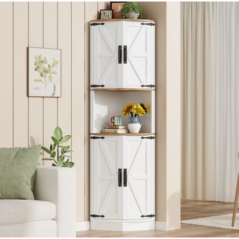 Meuble de cuisine d'angle 39,5 x 39,5 x 180 cm, 5 espaces de rangement, blanc DESVIAE (1/5)