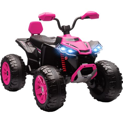 AIYAPLAY quad eléctrico para niños de 3-8 años, 24V, con 2 motores, velocidad hasta 6,5 km/h, ruedas con suspensión, faros, bocina, música, USB, rosa (1/5)