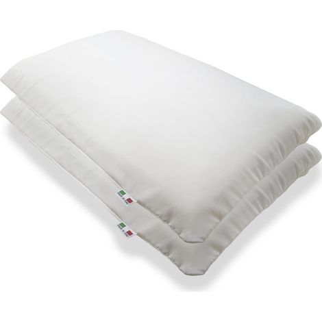 Talamo Italia Set di 2 cuscini, 100% Made in Italy, Guanciale sfoderabile a "saponetta" in Memory Foam forato, Anallergico e Traspirante, cm71x41x11, con imballo rinforzato