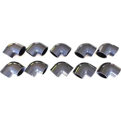 Lot de 10 Coudes 90° 50mm PVC Pression Piscine et arrosage 5cm 50mm-