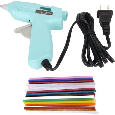 Pistolet à colle chaude 20W préchauffage rapide, mini machine à fusion avec 30 bâtons de colle, pour bricolage maison-école, 110-240V bleu prise US (1/5)