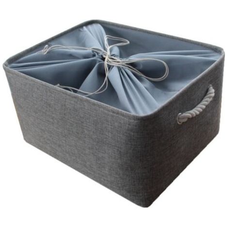 Boîtes de rangement en tissu avec poignées, très grand format 39 L, couleur grise, pour rangement domestique (1/4)
