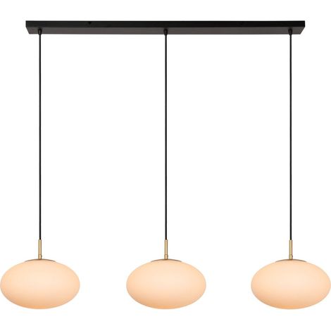 Lampe pendante à 3 lampes Elysee Design noir avec opale - 21430/03/61 (1/2)