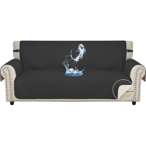 Housse Canapé 3 Places - Impermeable Housse de Canapé avec Accoudoirs, Universelle Housse Canape Protege Canape Chat Chiens Griffures Antidérapante, Noir (1/4)