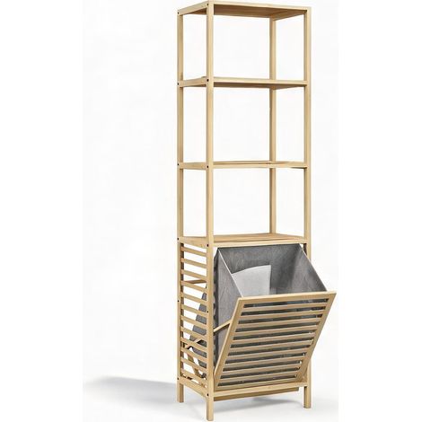 Colonne de salle de bain en bambou light natural 3 étagères 44 x (1/5)