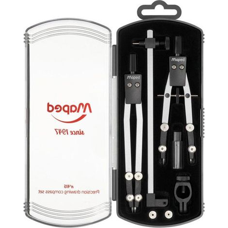 Compas technique - Dessin technique précision - Métal - Coffret 2 compas - Maped