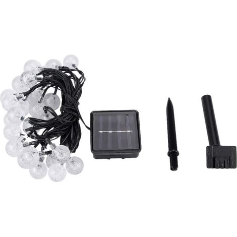 Guirlande lumineuse à énergie solaire avec 30 boules LED pour décoration de maison, jardin, cour, fête (colorée)