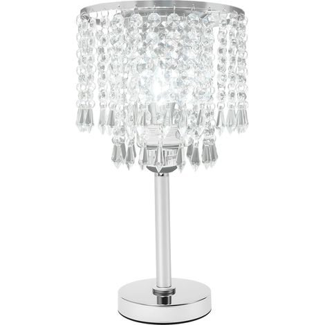 Lampe de table en cristal, chevet LED avec pied rond et (1/5)