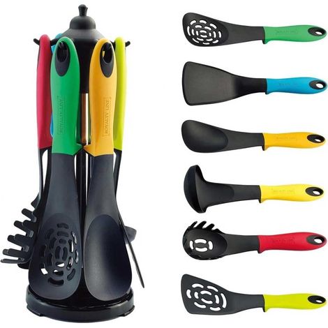 Set Mestoli da Cucina 7 Pz Per Uso Alimentare Cucchiaio Spatola Mestolo Resistenti al Calore Antiaderenti Casa Accessori Antiaderente (Multicolor) (1/3)