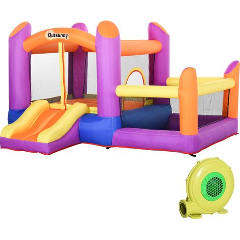 Kids Bouncy Castle House Inflatable Trampoline Slide Water Pool 3 in 1  Blower Indoor Outdoor for Kids Age 3-8 Multi-Colour 2.8 x 2.5 x 1.7m (1/5)