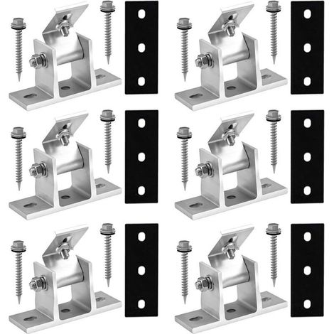 Support photovoltaïque pieds avant, ensemble de 6 pièces de panneaux solaires de toit en étain de tuiles en acier de coul, pieds de support en alliage d'aluminium