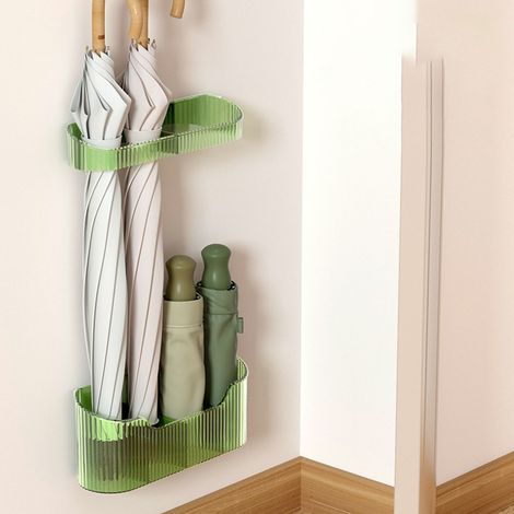Porte-parapluies mural, armoire à parapluies à long manche, égouttoir mural, support pour parapluies, porte, usage domestique, rangement pour parapluies pliants, vert (1/5)