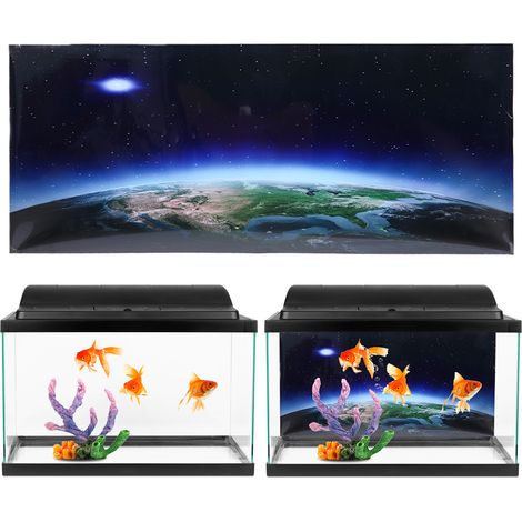 Décoration de fond pour aquarium : autocollant en PVC, image paysage (91 x 50 cm) (1/5)
