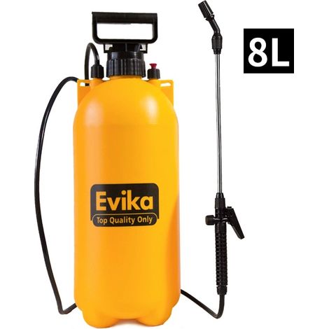 Rociador a presión de 8 L, botella rociadora de agua a presión con correa para el hombro, boquilla, válvula de seguridad y sello adicional. (1/5)