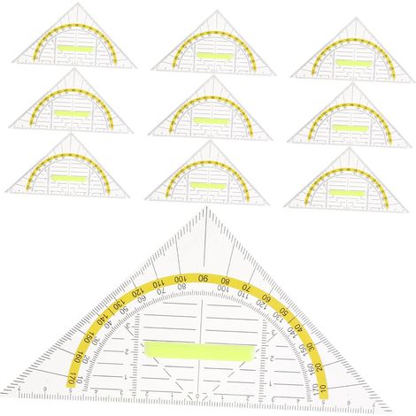 Kit de 10 rapporteurs d'angle transparents pour dessin (1/5)