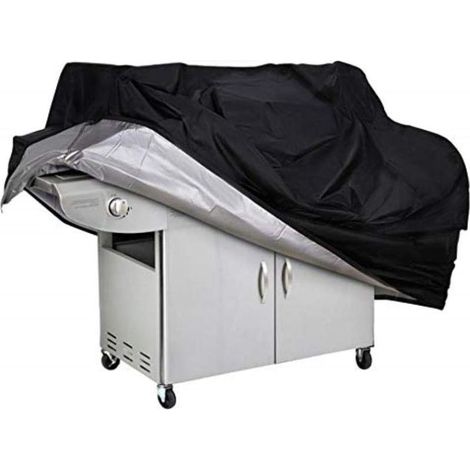 Grillabdeckung aus 210D Oxford-Gewebe, schwarz mit silberner Einfassung – 100 x 66 x 80 cm (1/5)