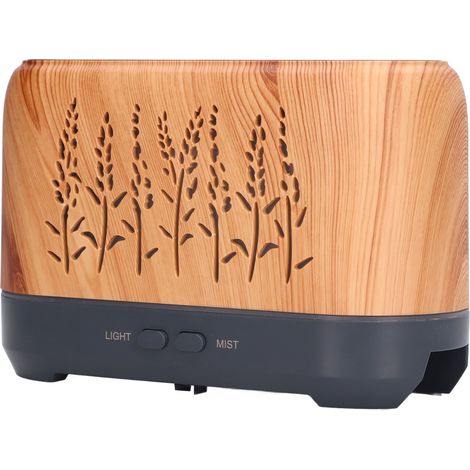 Humidificateur 200 ml, diffuseur d'arômes, éclairage à motif flamme et aspect bois, faible niveau sonore, prise 100-240 V. (1/5)