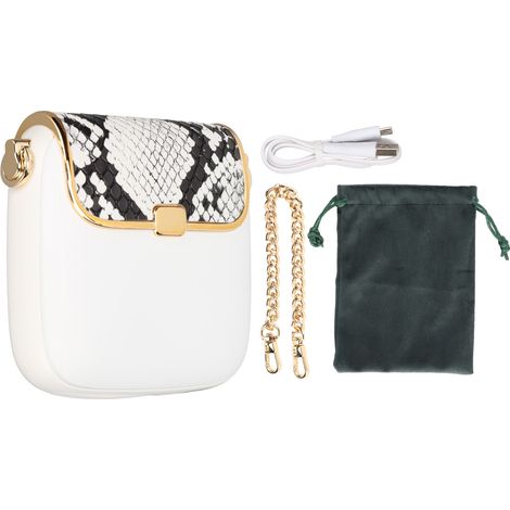 Chauffe-mains portable avec batterie externe intégrée - Sac à main pour femme - Chauffe-mains élégant et créatif - Rechargeable 10 000 mAh - Longue durée - Blanc (1/5)