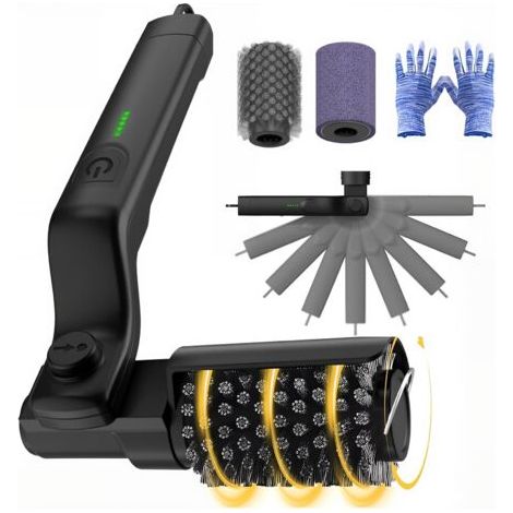 Brosse électrique pour barbecue, brosse électrique sans fil et rechargeable, nettoyeur de barbecue électrique réglable à 180° et rotatif à 360°